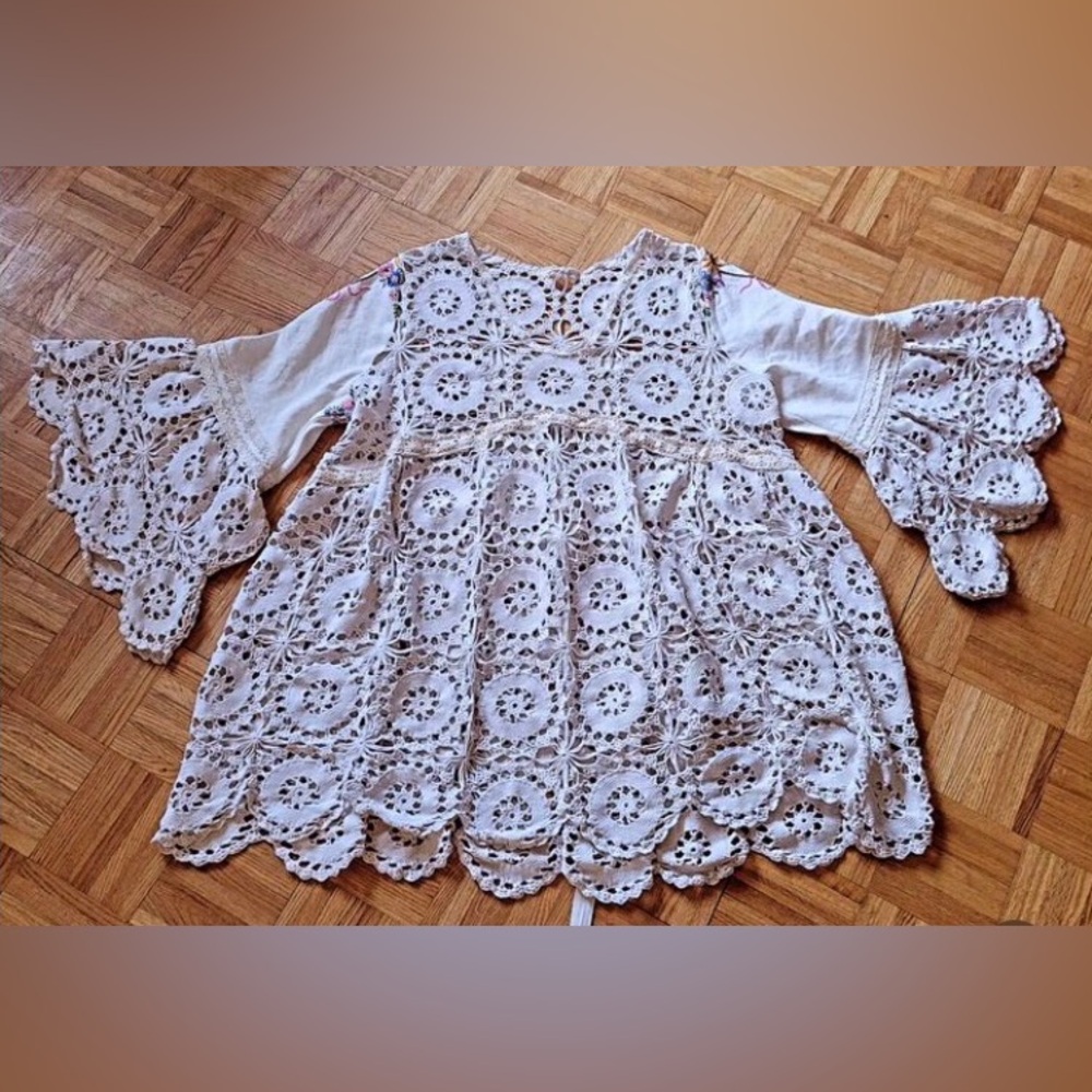 Vintage. The Junket Dress. 
Crochet lace dress, of vintage table linens. US26